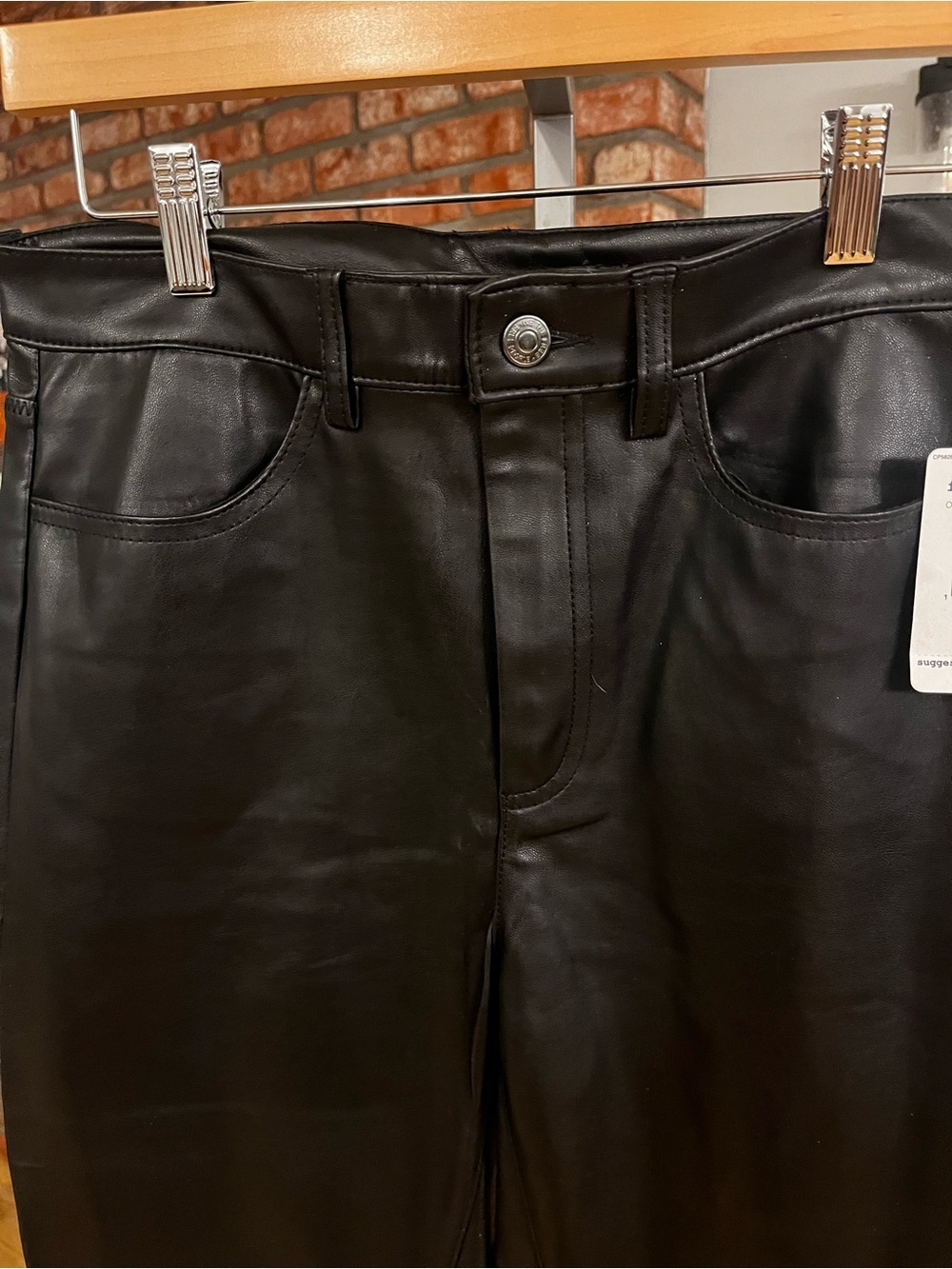 $78 NWT Free People Black Faux Leather Skinny Pants- Size 30 . - Picture 3 of 5